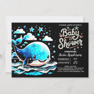 Unter dem Meer Whale Watercolor Boy Baby Shower Einladung