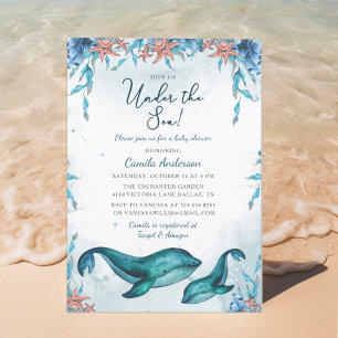 Unter dem Meer Whales Boy Baby Dusche Einladung