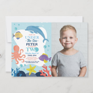 Unter dem Meer ZWEI Ozean Dolphin Octopus 2. Foto Einladung