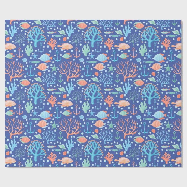 Unter dem Meeresangel Fischkorallenanchor Nautical Geschenkpapier (Flach)