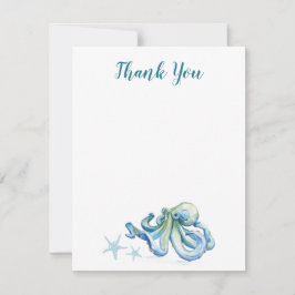 Unter dem Meeresblau-Aquarell-Oktopus Vielen Dank