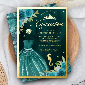 Unter dem Meeresdunkel Aquamarine Meerjungfrau Qui Folieneinladung