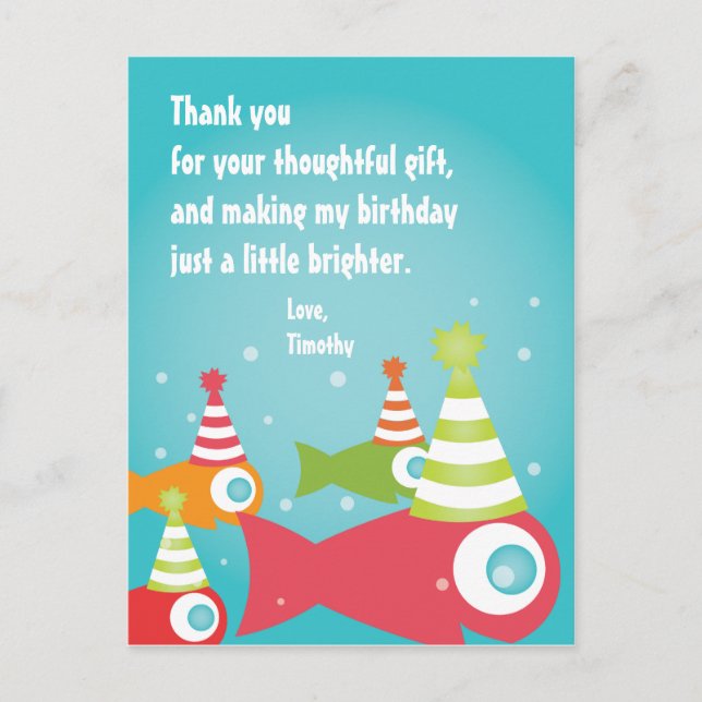 Unter dem Meeresfisch Danke Post Card Postkarte (Vorderseite)