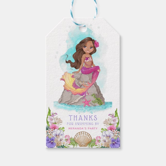 Unter dem Meeresgrund Rosa und Lila Meerjungfrau ( Geschenkanhänger (Vorderseite)