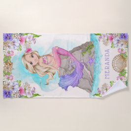 Unter dem Meeresgrund Rosa und Lila Meerjungfrau ( Strandtuch