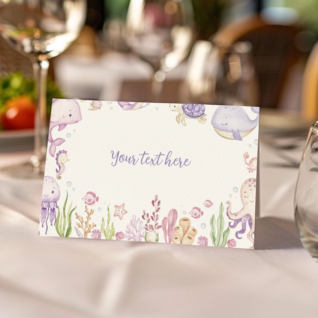 Unter dem Meeresmeer Tiere Mädchen Party Esszelt Platzkarte (Von Creator hochgeladen)