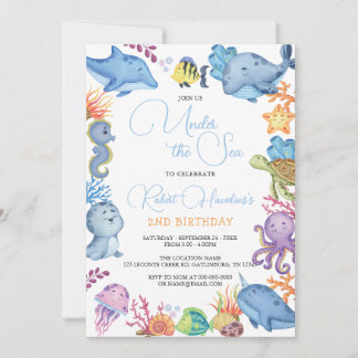 Unter dem Meeresmeer Tiere zum Geburtstag Einladun Einladung