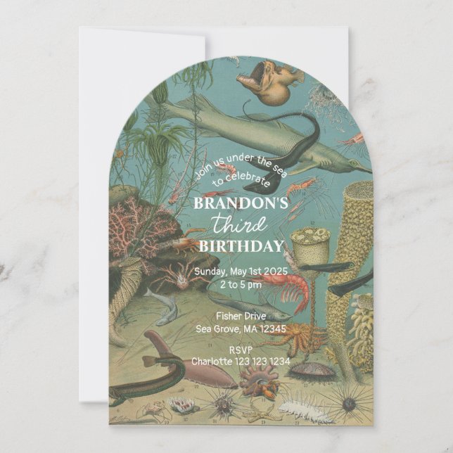 Unter dem Meeresmeer Tierschutzrückgabe zum Geburt Einladung (Vorderseite)