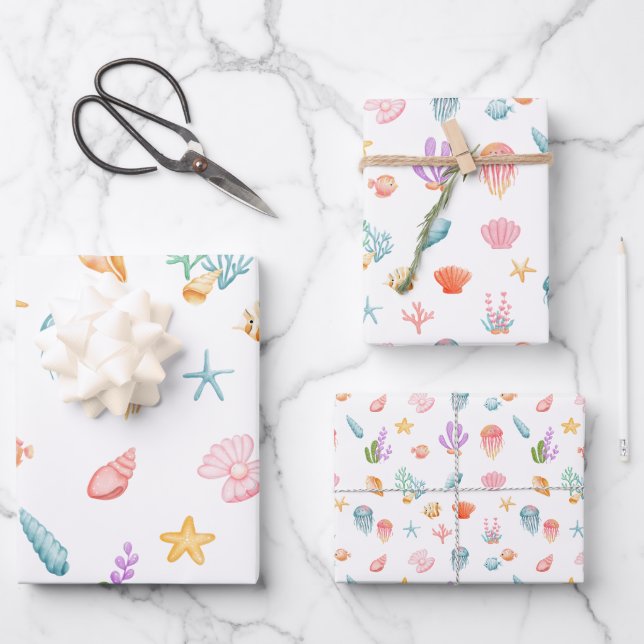 Unter dem Meeresmuster Geschenkpapier Set (Vorderseite)