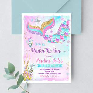 Unter dem Meeresschutzgebiet Birthday Mermaid-Part Einladung