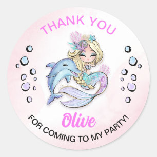 Unter dem Meeresschutzgebiet "Mermaid Themed" Runder Aufkleber
