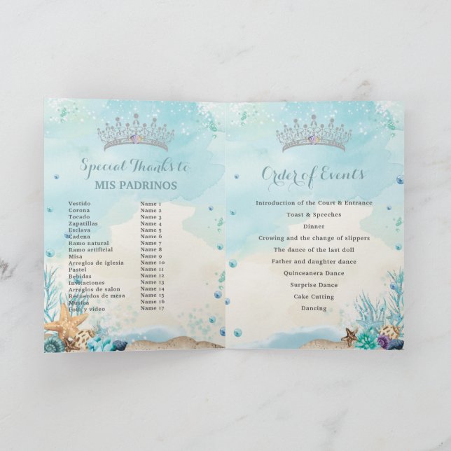 Unter dem Meeresstrand Quinceañera XV Veranstaltun Programm (Innenseite)
