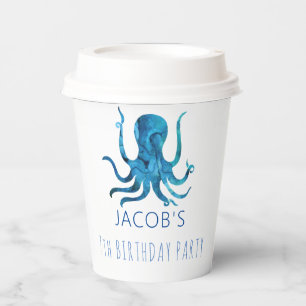 Unter dem Meereswasser Wasserfarbe Oktopus Nautik Pappbecher