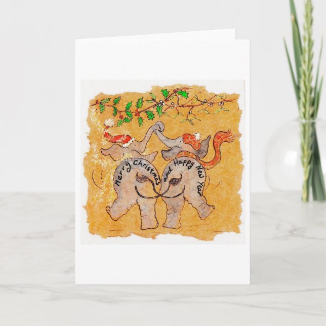 Unter dem Mistelzweig Feiertagskarte (Vorderseite)