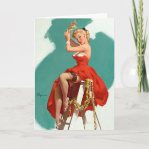Unter dem Mistelzweig Pin Up Feiertagskarte