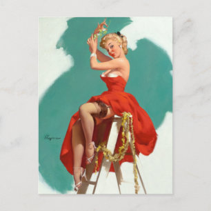 Unter dem Mistelzweig Pin Up Postkarte