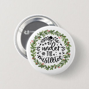 Unter dem Mistletoe Watercolor Kranz Button