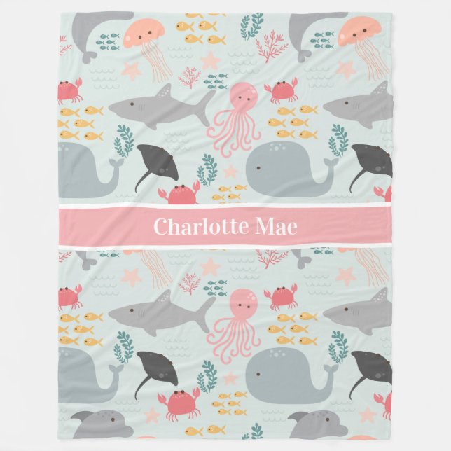 Unter dem Motto "Freunde des Meeres" Fleecedecke (Vorderseite)