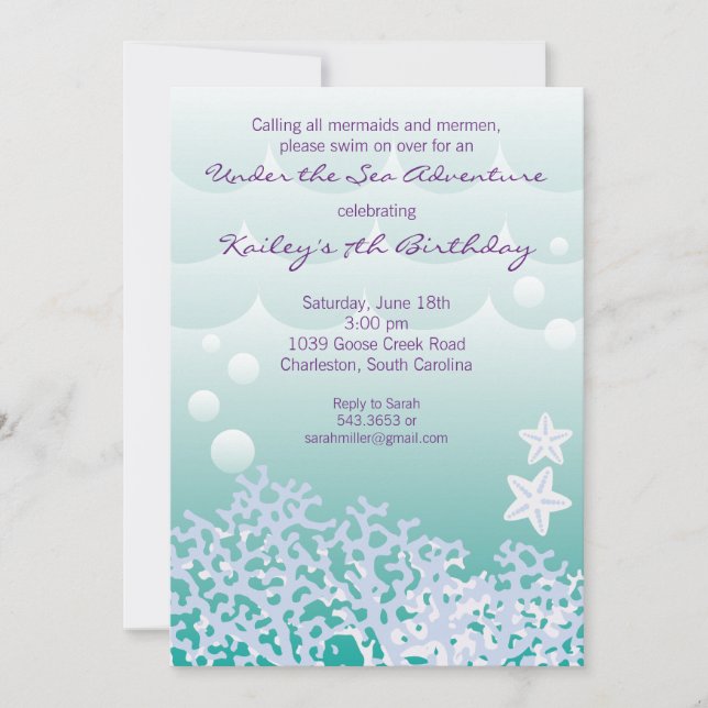 Unter dem Motto "Sea Birthday Party Invitation"(Aq Einladung (Vorderseite)