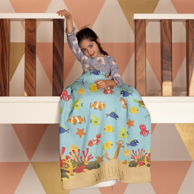 Unter dem Namen "Seefische und Anchor-Kid" Fleecedecke (Von Creator hochgeladen)