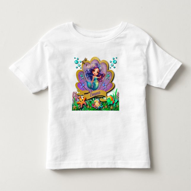 Unter dem Party "Sea & Mermaid Birthday Girl" Kleinkind T-shirt (Vorderseite)