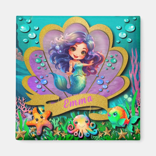 Unter dem Party "Sea & Mermaid Birthday Girl" Magnet (Vorne)