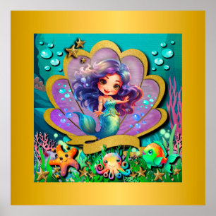 Unter dem Party "Sea & Mermaid Birthday Girl" Poster