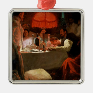 Unter dem roten Licht c.1910 Silbernes Ornament