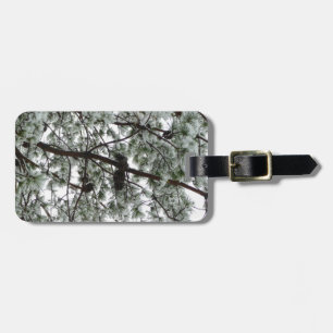 Unter dem schneebedeckten Kiefernwald WinterFoto Gepäckanhänger