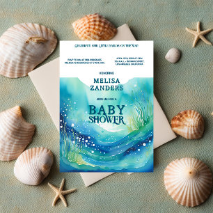 Unter dem Sea Baby Boy Niedliche Aquarellblasen Einladung