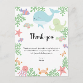 Unter dem Sea Baby Duwer Danke Kawaii Pastel Postkarte