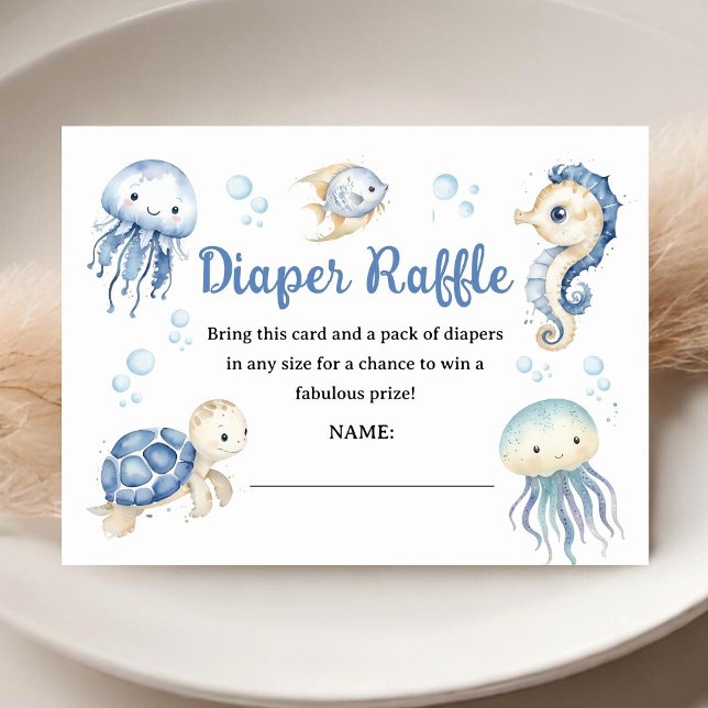 Unter dem Sea Baby Shower Boy Ocean Diaper Raffle Begleitkarte (Von Creator hochgeladen)