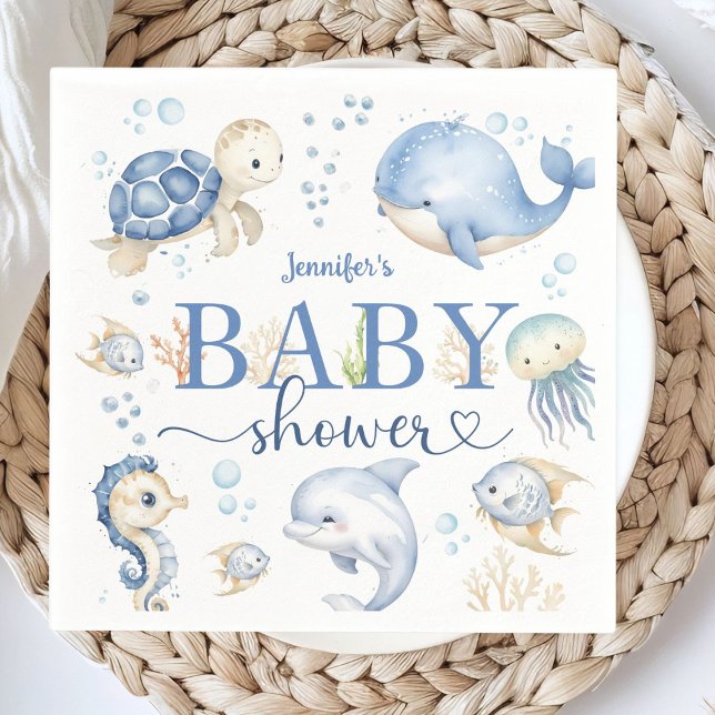 Unter dem Sea Baby Shower Boy Ocean Paper Napkins Serviette (Von Creator hochgeladen)