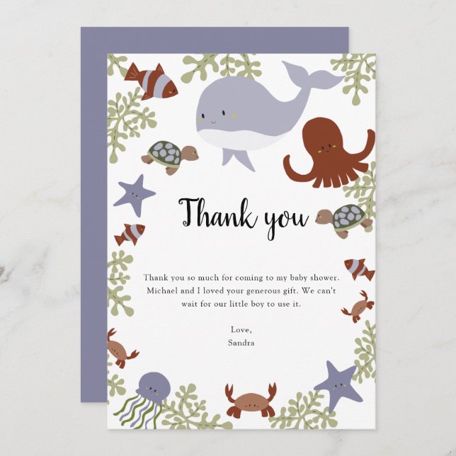 Unter dem Sea Baby Shower Danke Kawaii (Vorne/Hinten)