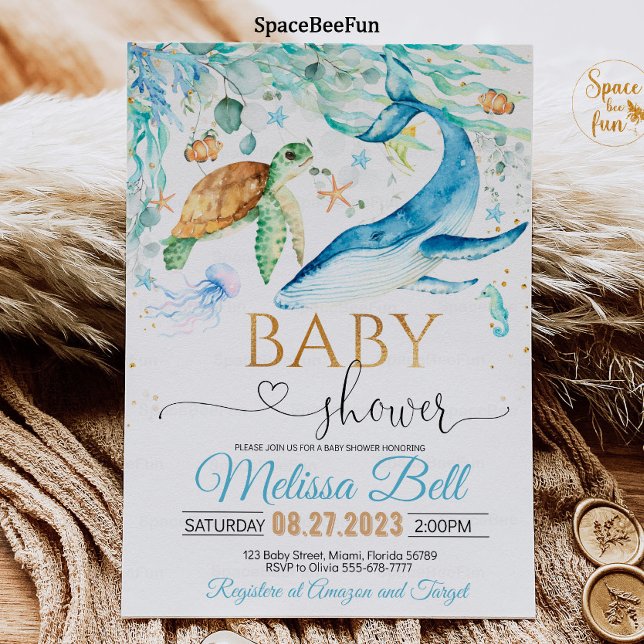 Unter dem Sea Baby Shower Einladung Boy Ocean (Von Creator hochgeladen)