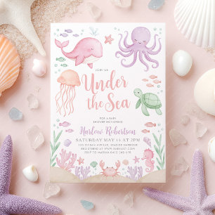 Unter dem Sea Baby Shower Ocean Girl Einladung