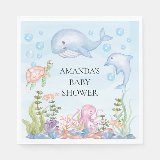 Unter dem Sea Baby Shower Paper Napkins Serviette (Vorderseite)