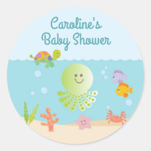 Unter dem Sea Baby Shower Round Aufkleber