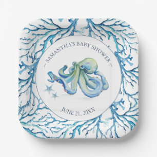 Unter dem Sea Baby Shower Square Pappteller