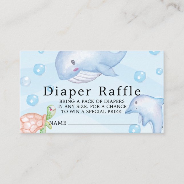 Unter dem Sea Baby Shower Windschutzscheibe Raffle Begleitkarte (Vorderseite)