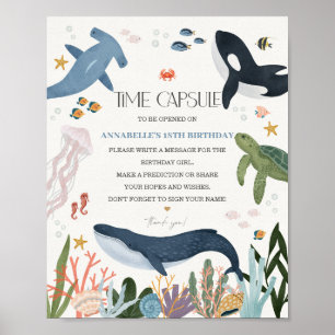 Unter dem Sea Birthday Party Time Kapsel-Zeichen Poster