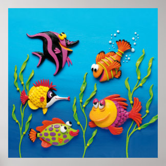 Unter dem Sea Fish Baby Boy Shower Kinderzimmer Poster