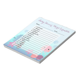 Unter dem Sea Girl Baby Shower Word Scramble Game Notizblock