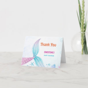 Unter dem Sea Mermaid Baby Dusche Party Dankeskarte