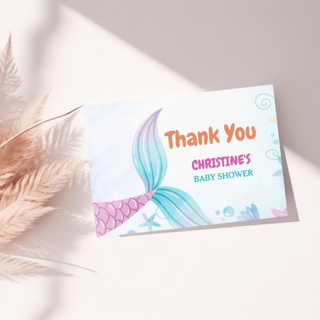 Unter dem Sea Mermaid Baby Dusche Party Dankeskarte (Von Creator hochgeladen)