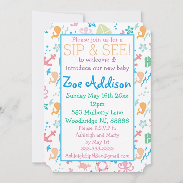 Unter dem Seebaby-Schlückchen und sehen Sie Einladung (Vorderseite)