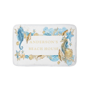 Unter dem Seeblau-u. -goldSeepferd-Strand-Haus Badematte