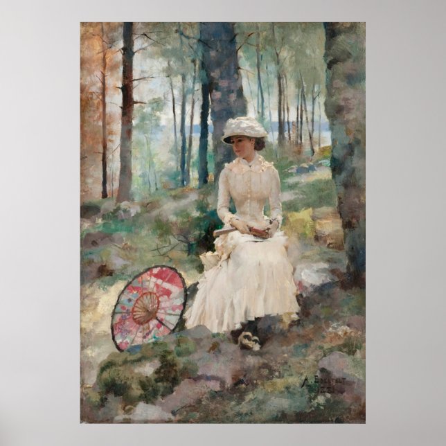 Unter den Birken von Albert Edelfelt 1881 Poster (Vorne)