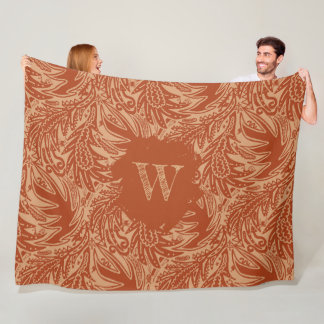 Unter den Blättern Monogramm Grün Fleecedecke