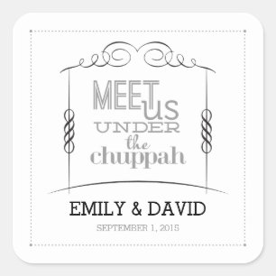 Unter den jüdischen Hochzeitsklebern von Chuppah Quadratischer Aufkleber
